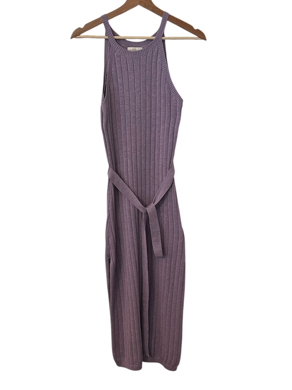 Promesa Sleeveless Ribbed Knit Midi Sweater Dress in Lavender Purple XS